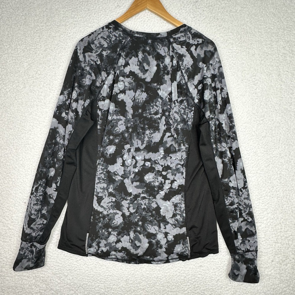 Athleta Camo Long Sleeve Workout Top XL Gray Black Thumbholes Athletic Running - Picture 11 of 11